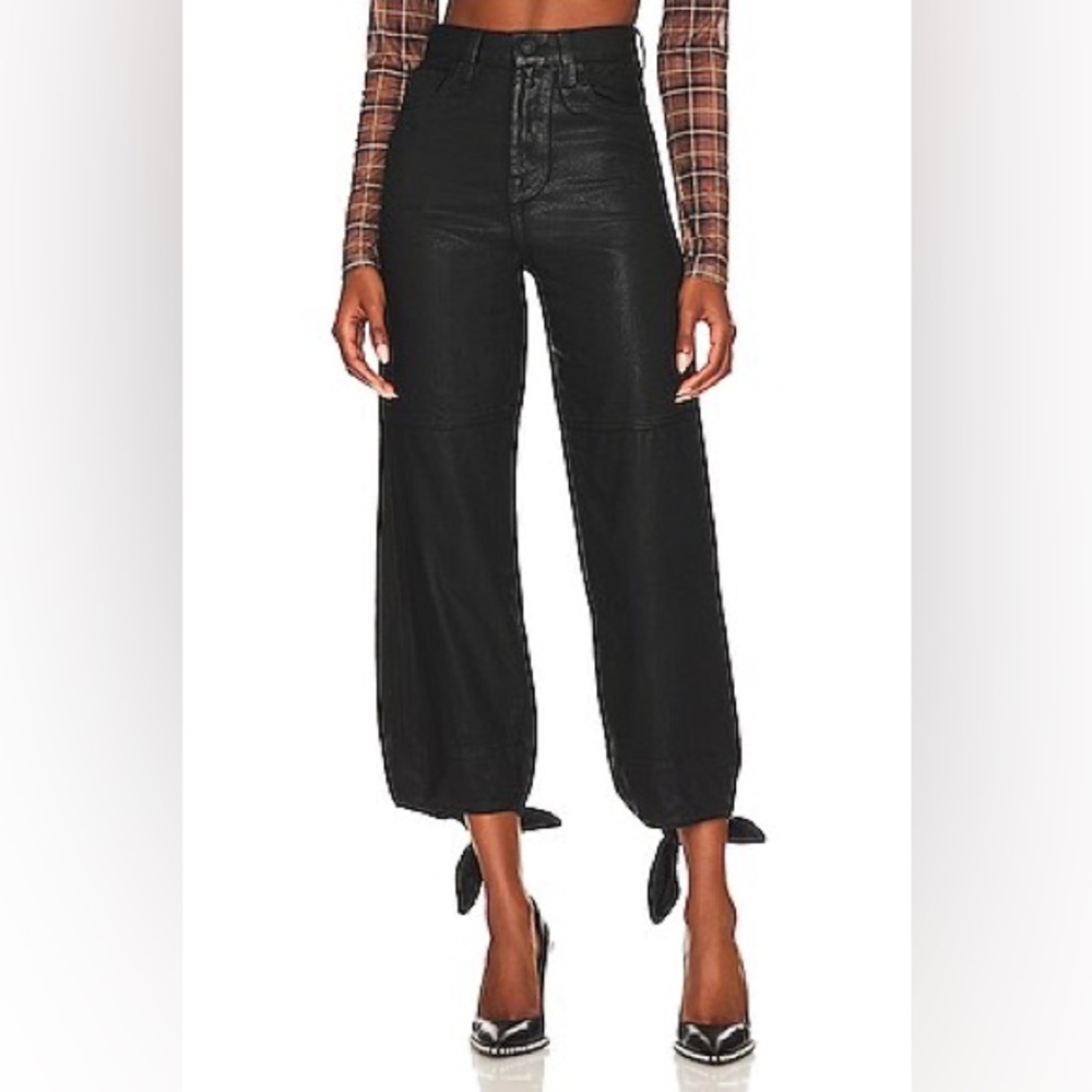 7 For All Mankind Bow Tie Balloon Cropped Pants Black High Waist 30